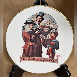 1976 Sat Evening POne Sizet Norman Rockwell Christmas Trio 8.5 Collectible Plate